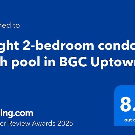 Bright 2-Bedroom Condo With Pool In Bgc Uptown Manila Dış mekan fotoğraf